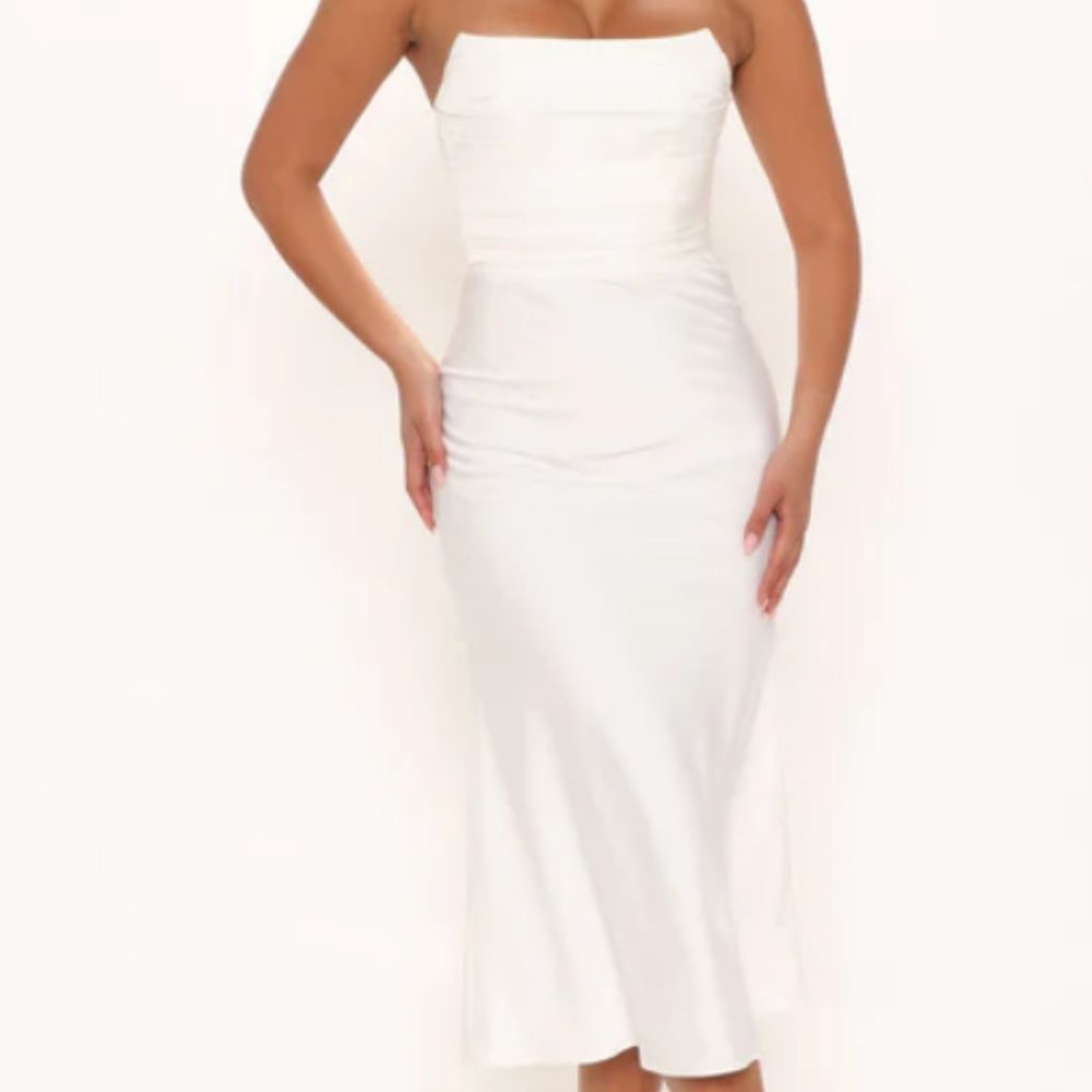 White Satin Midi Dress